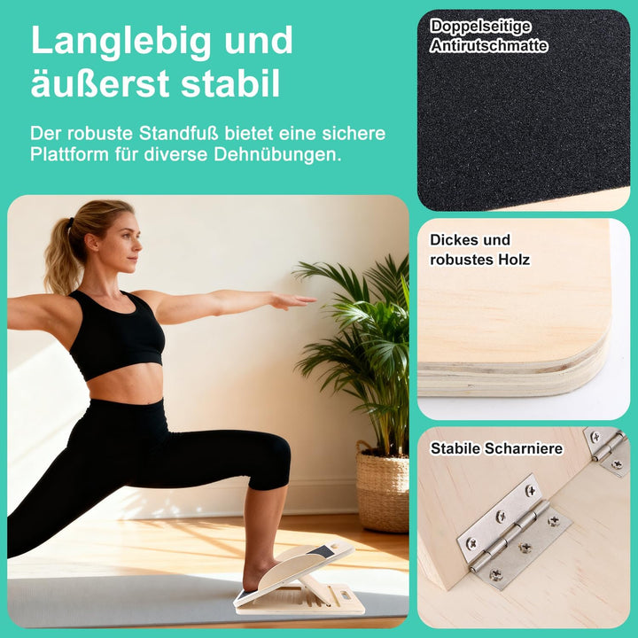 Wadendehner Balance Board Schrägbrett Verstellbares Slant Board aus Holz Portable Gleichgewichtstrai