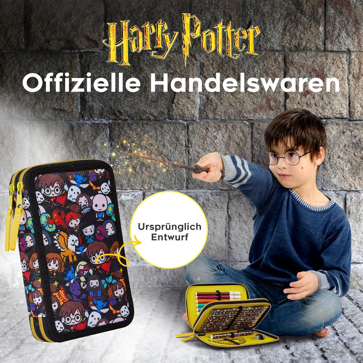 Harry Potter Federmäppchen, Kollektion von Schule Zubehör, Polyester Etui, 1 Stück Federpenal, 2-Fac