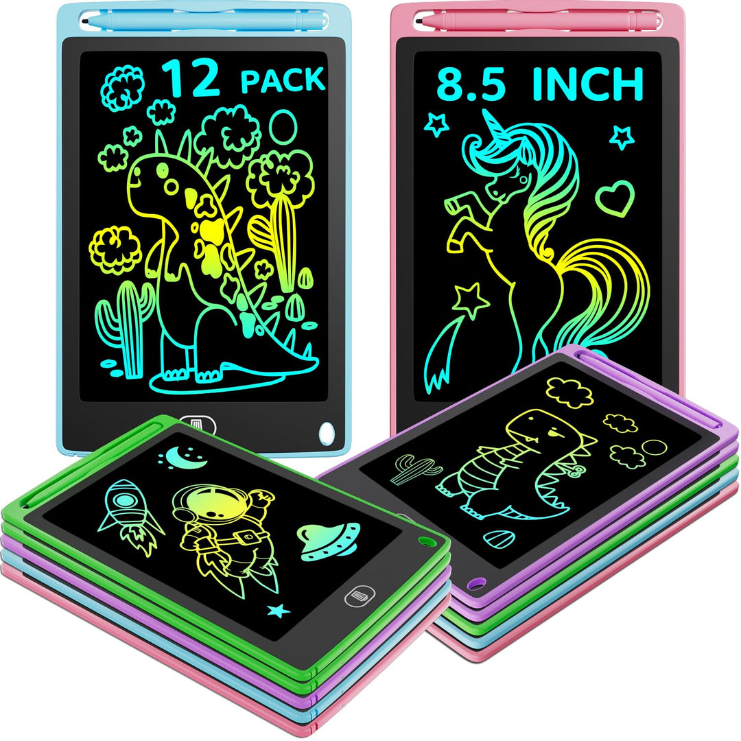 LCD Schreibtafel 12er Set, Zaubertafel Kinder, Maltafel für Jungen Mädchen ab 3 Jahre, Löschbare Zei