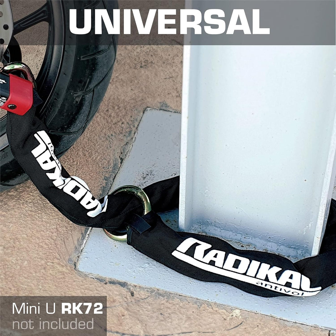 Radikal RK14120L Kette mit Diebstahlsicherung für Motorrad, Scooter, Durchmesser 14 mm, mit Schlaufe