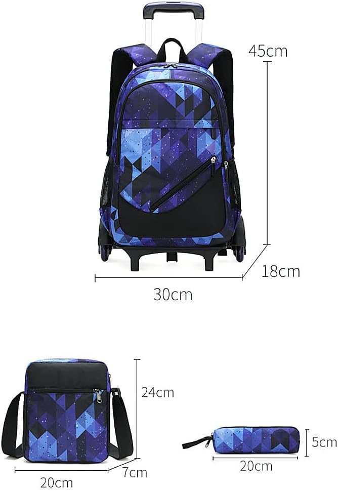 SYDARSYN Trolley Rucksäcke Rollen Rucksack Schulranzen mit 6 Rädern Kinder Schulrucksack Reisen für