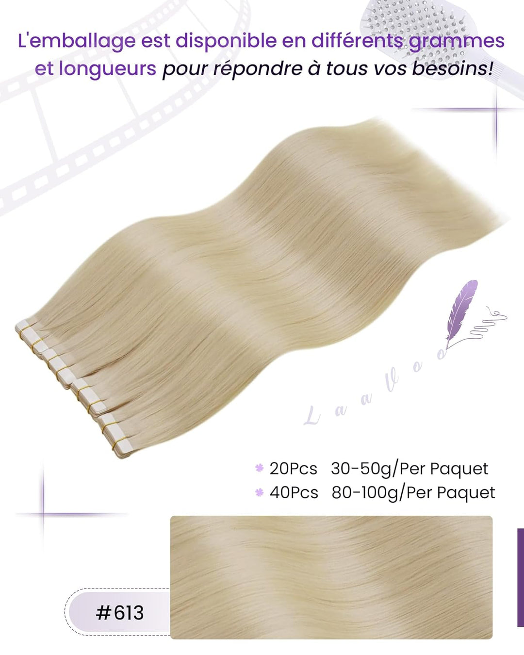 LaaVoo Tape in Extensions Echthaar Blond Extensions Echthaar Tape Glatt Weft Haarverlangerung Echtha