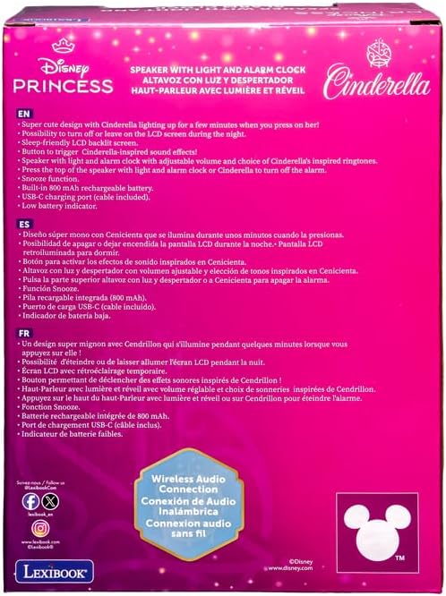 Lexibook Lexibook Disney Cinderella Kinderwecker Mit 3D Figur - Digitale Uhr Mit LCD Anzeige, Alarm-