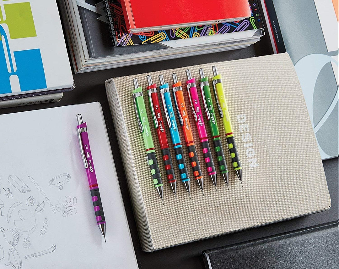 rOtring Tikky-Druckbleistift, farblich gekennzeichnet, 1 mm, schwarzer Schaft, 12er-Box 12er-Box HB