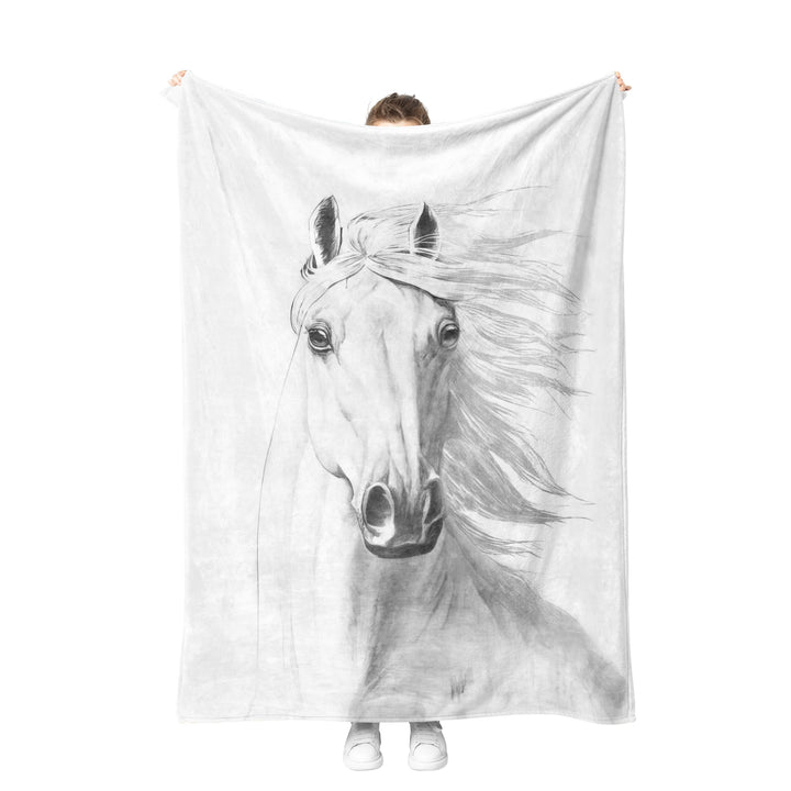 Pferd Kuscheldecke Flanell Decke Fleecedecke Flauschig Weich und Warme,3D Pferd Wohndecke Sofadecke