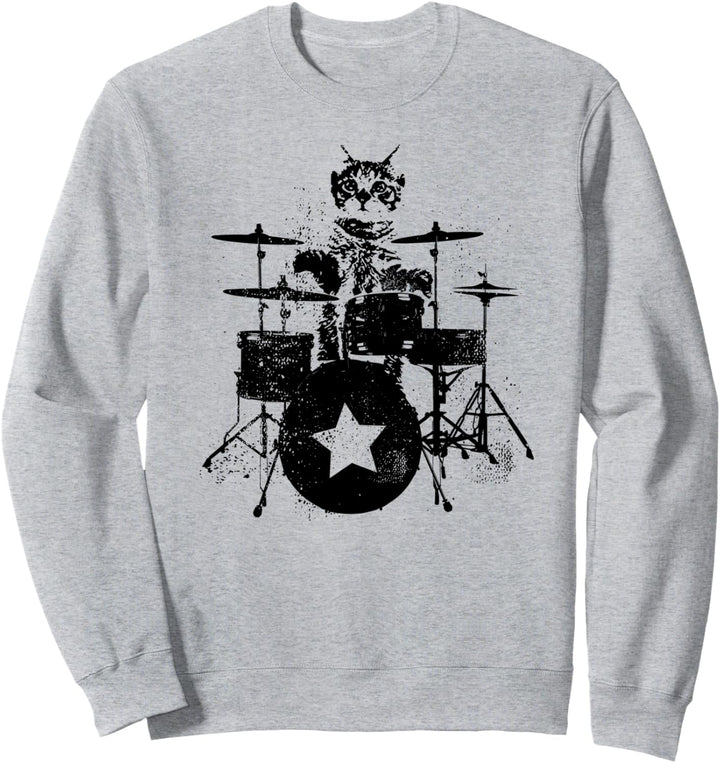Cat Drummer Playing Drums Sweatshirt