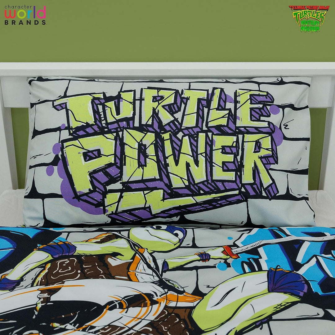 Character World Offizielles Teenage Mutant Ninja Turtles Bettwäsche-Set für Einzelbett, Power-Design