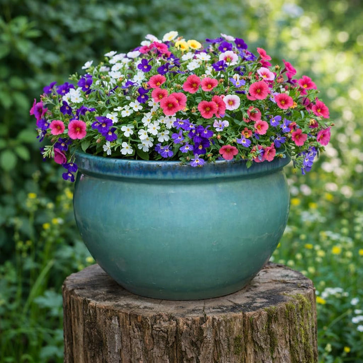 TucanoHamburg Blumentopf, Modell Bamboo in Jade, grün/blau 50x32cm, frostfest