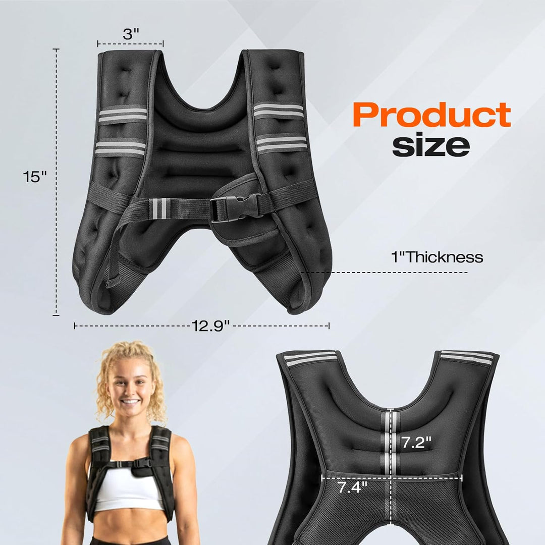 Gewichtsweste für Damen und Herren, 5kg Weighted Vest mit reflektierendem Streifen, verstellbare Sch