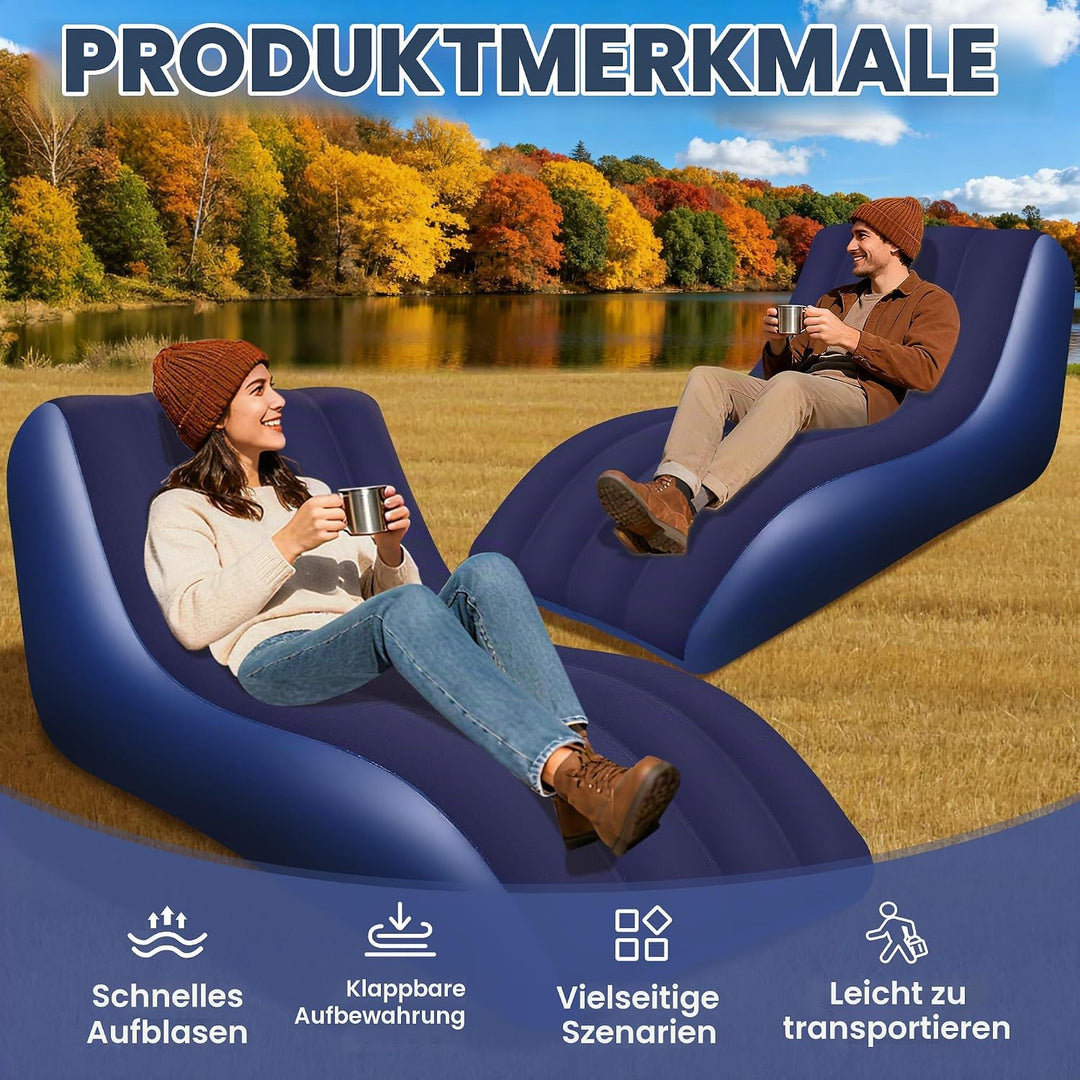 Luxfero Aufblasbares Sofa für Camping, Aufblasbarer Sessel mit Beflockter Oberfläche, Bequemes Lufts