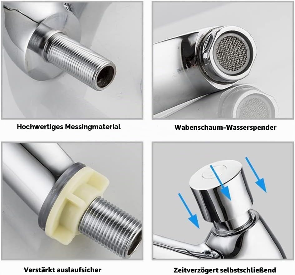 Waschbeckenarmaturen, Zeitverzögerung, selbstschliessend, Spültischarmatur, verchromt, wassersparend