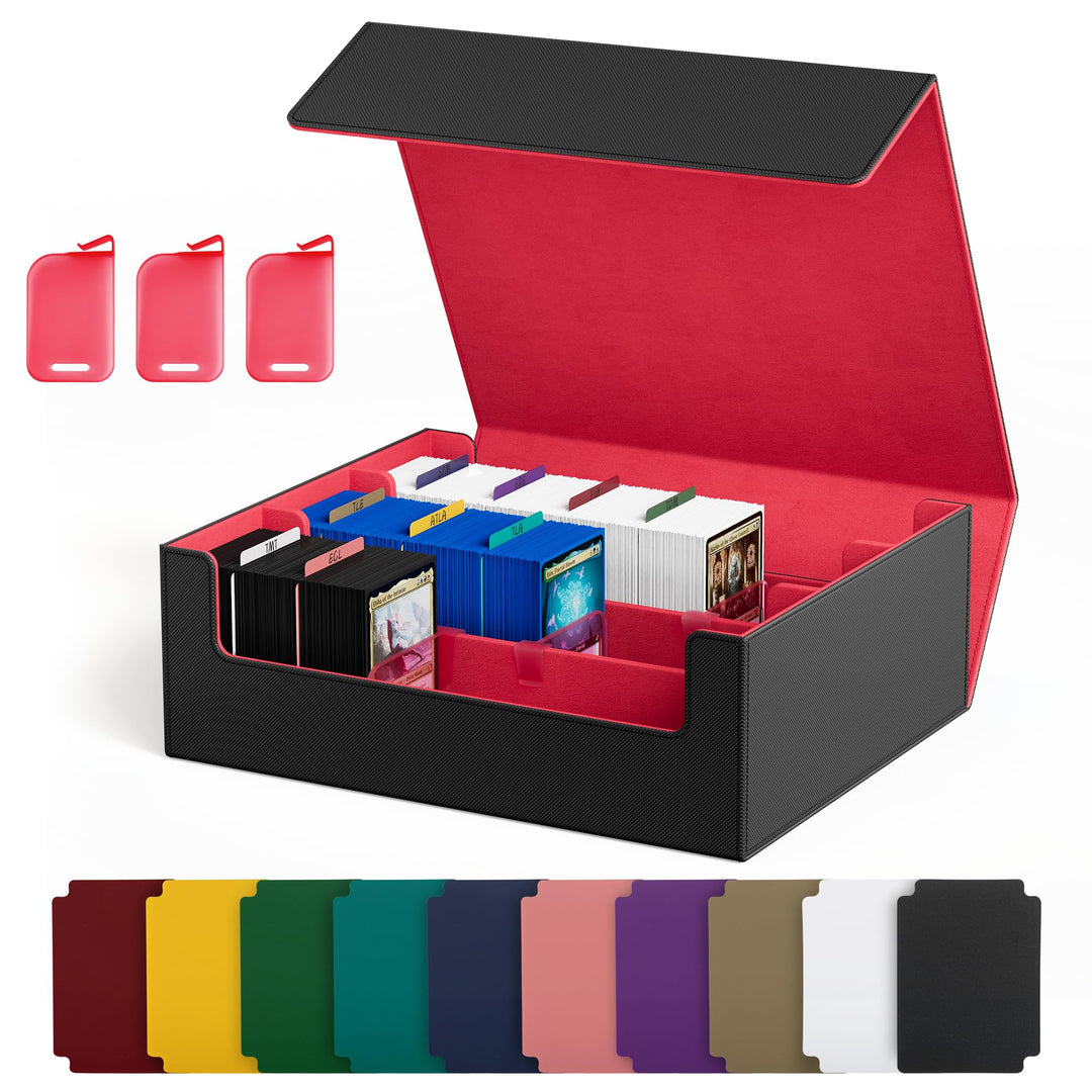 Sammelkarten-Aufbewahrungsboxen für 1800+ Karten, Premium Magnetic Deck Boxen, Leather Deck Case mit