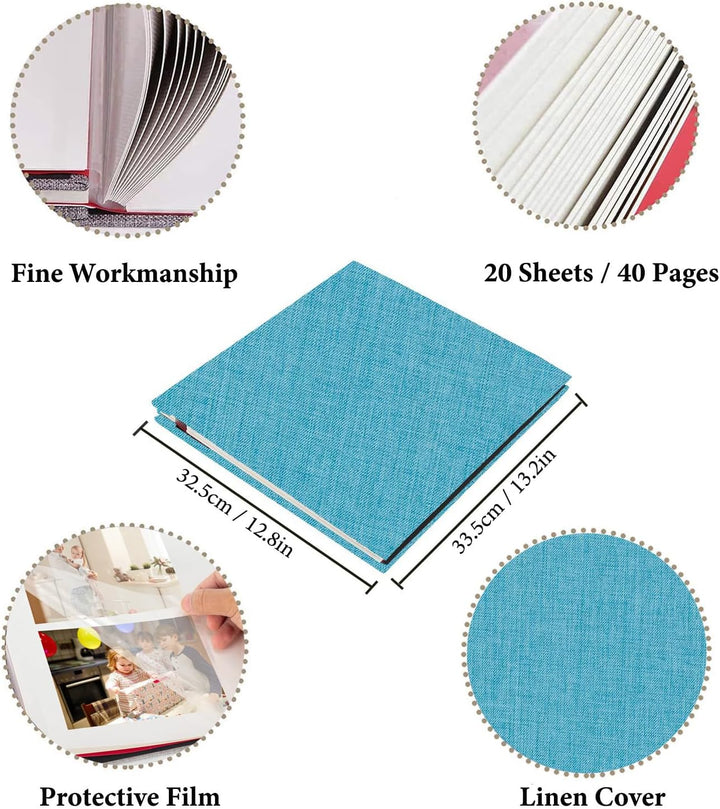 AIOR Selbstklebende 10x15 Fotoalbum Einkleben und zum Selbstgestalten Gross Leinen Fotoalben mit 40
