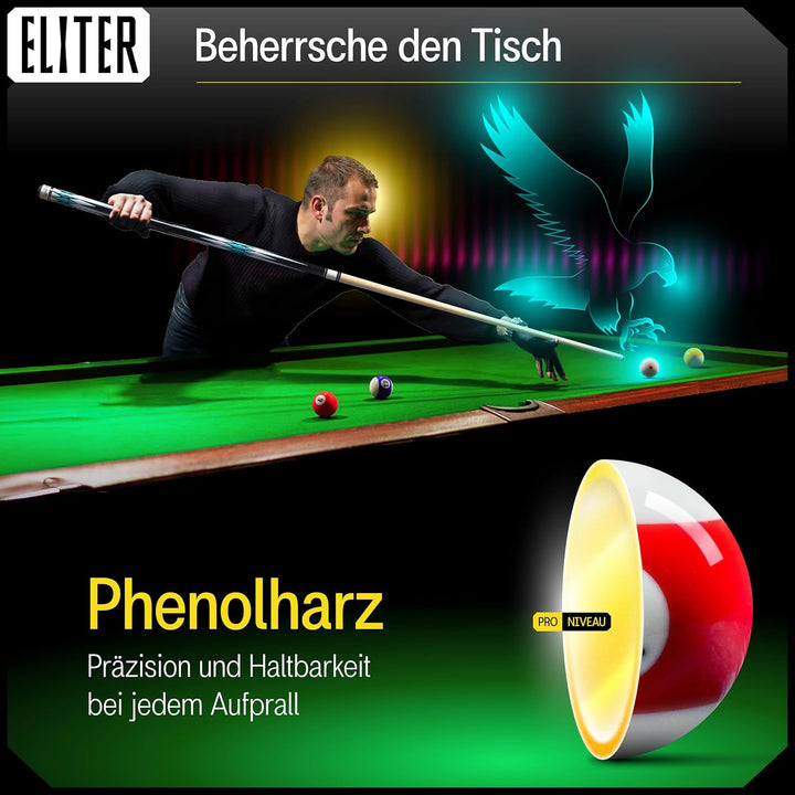 Kompletter Satz Billardkugeln aus reinem Phenolharz - 16 offizielle Billardkugeln Grösse 57,2mm für