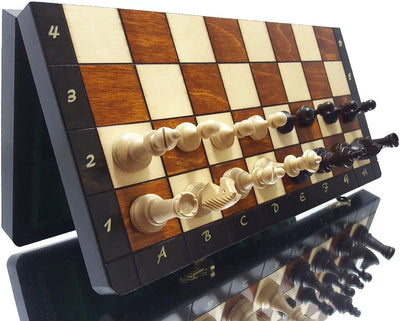 Schöne Travel Chess Schachspiel Holz Edel | Master of Chess | Schachbrett Gross 35 cm | Handgefertig