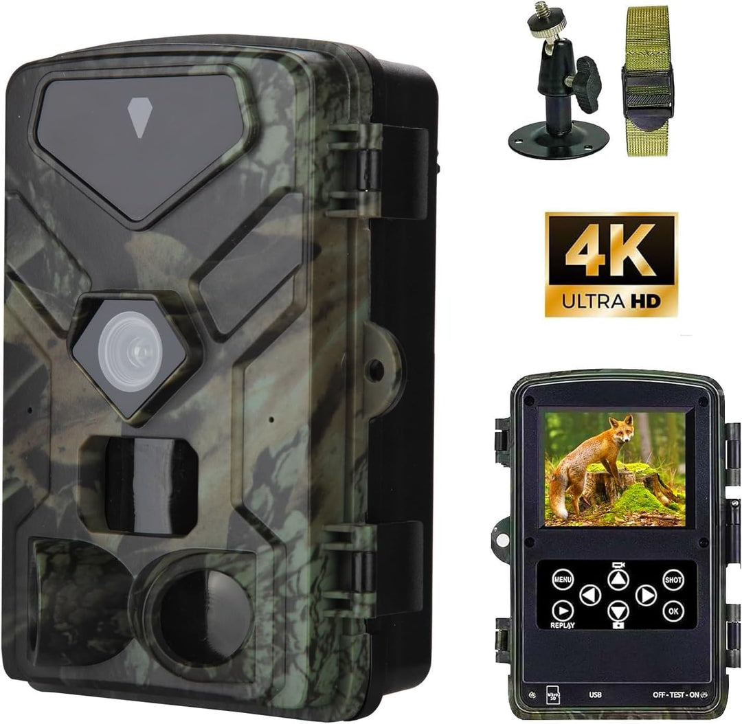 Wildkamera 50MP 4K, Wildtierkamera mit Nachtsicht Bewegungsmelder Weitwinkel 120°, 850nm IR LEDs Nac