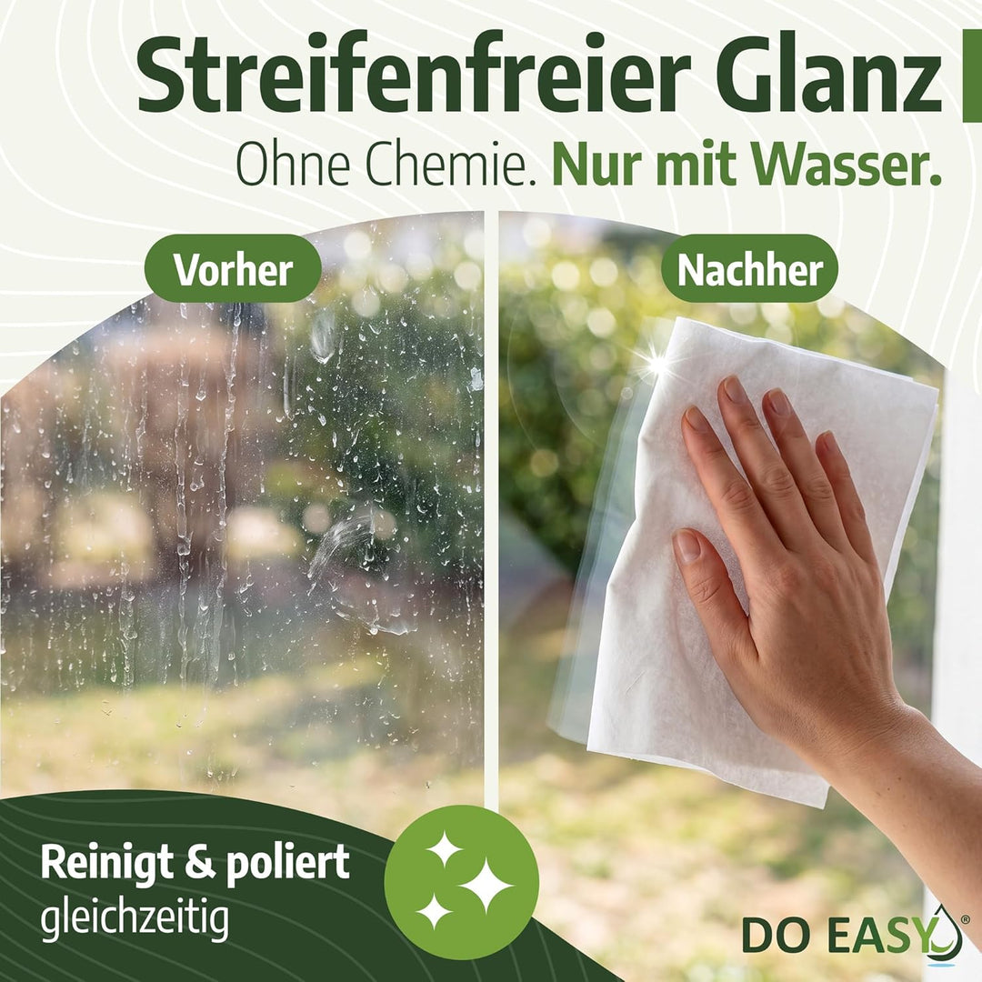 DO EASY Mikrofasertuch, garantiert streifenfrei, ein Tuch für alle Oberflächen, reinigt nur mit Wass