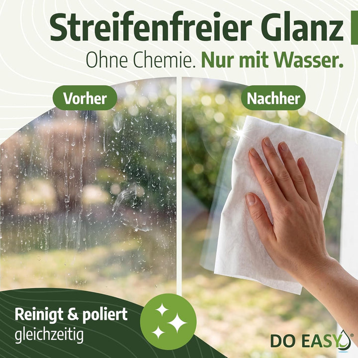 DO EASY Mikrofasertuch, garantiert streifenfrei, ein Tuch für alle Oberflächen, reinigt nur mit Wass