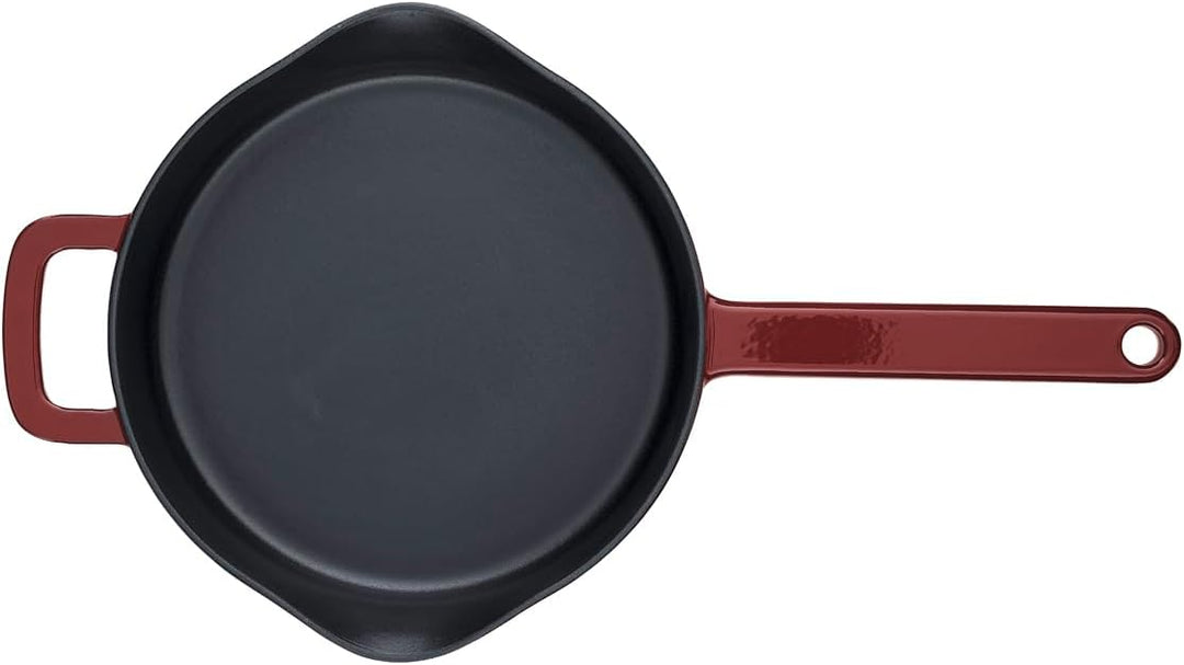 Fissler Moments Collection/Emaillierte Gusseisen-Pfanne (Ø 26 cm) antihaftend, hoher Rand, mit Ausgi