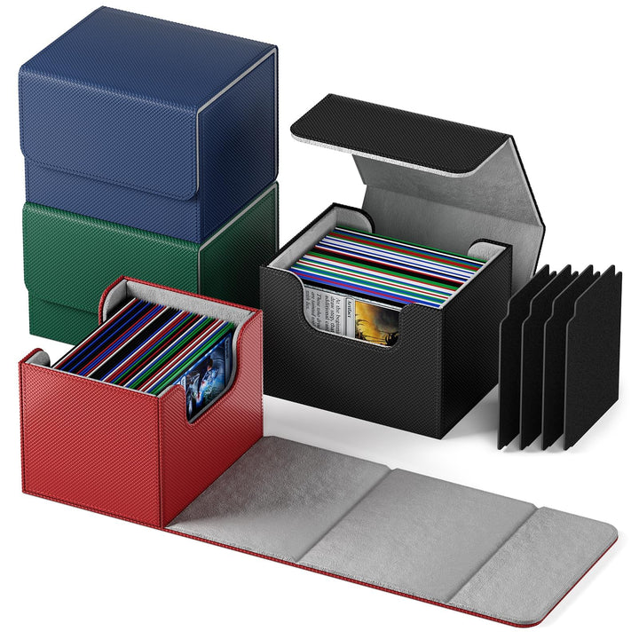 Mlikero Deckbox Card deck Box kompatibel mit MTG Karten, 4 Pack Horizontal Leder Card Deck Boxen für