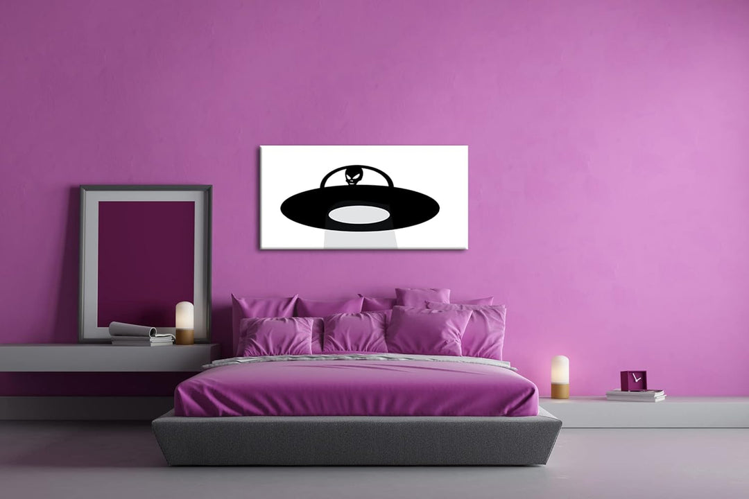 Entführung von Aliens Panorama 120x60 cm als Leinwandbild, Motiv fertig gerahmt auf Echtholzrahmen,
