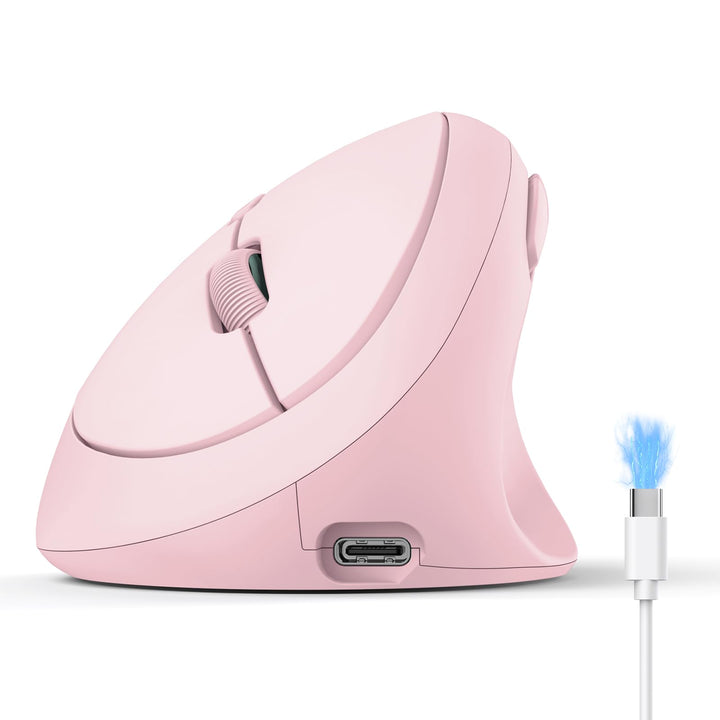 TECKNET Ergonomische Maus Bluetooth, Wiederaufladbar Maus Kabellos mit 3 Gerät (BT 5.0/3.0 + 2.4G),