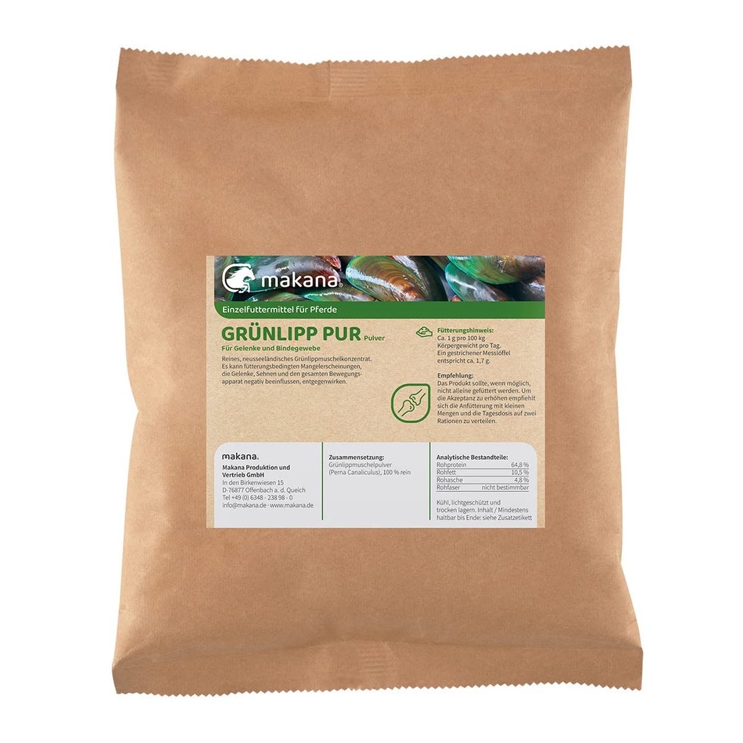 Makana Grünlipp PUR, Grünlippmuschel Pulver, 500 g Beutel
