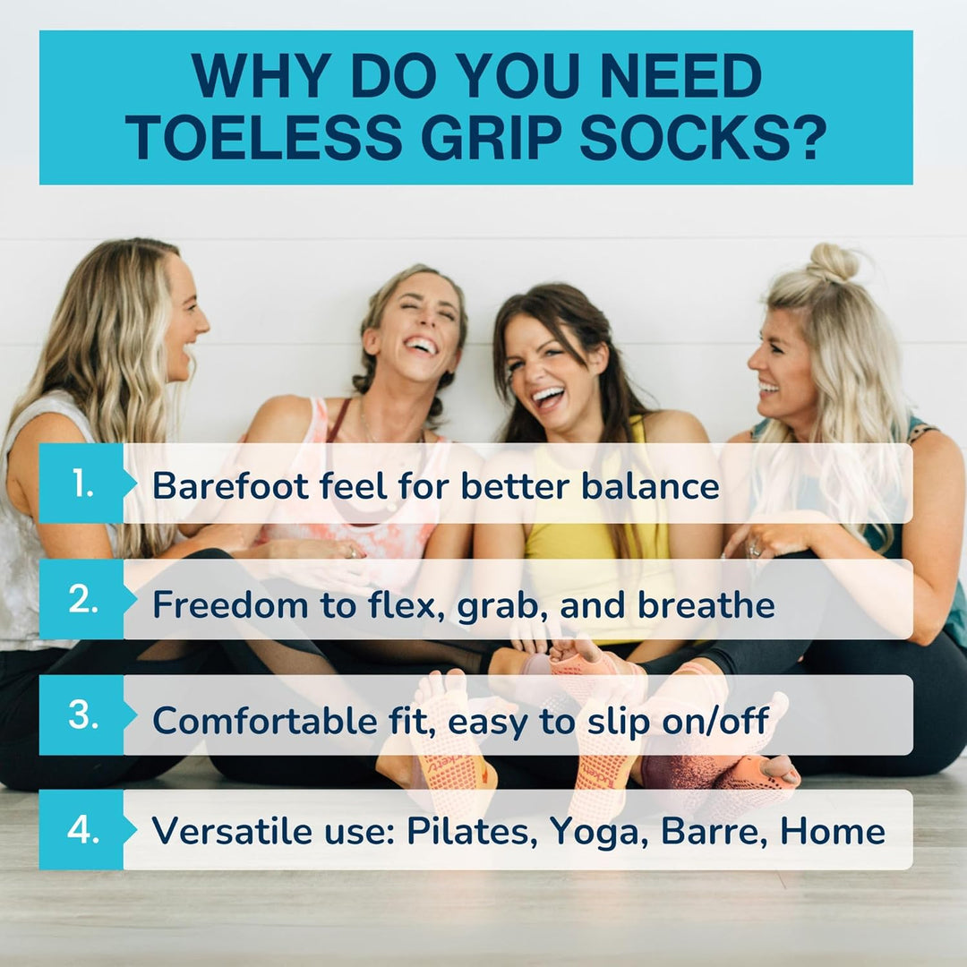 Tucketts Yoga Socken für Frauen - rutschfeste Haftsocken ohne Zehen - Stoppersocken (Damen) – Pilate
