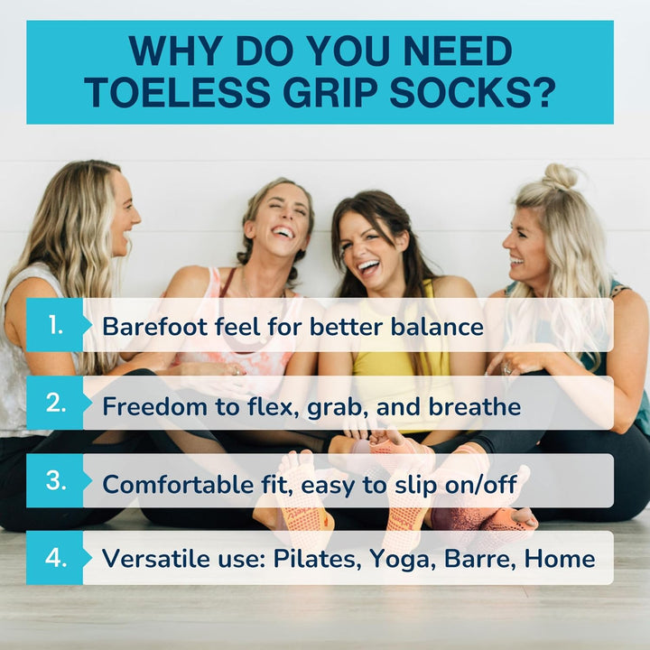 Tucketts Yoga Socken für Frauen - rutschfeste Haftsocken ohne Zehen - Stoppersocken (Damen) – Pilate
