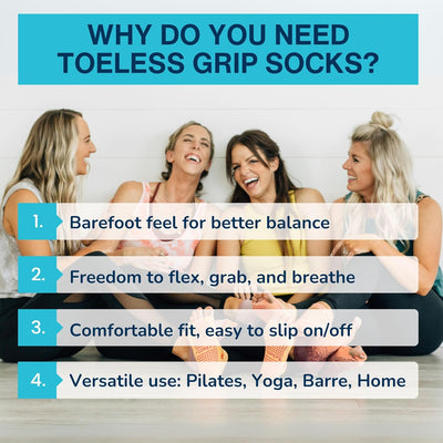 Tucketts Yoga Socken für Frauen - rutschfeste Haftsocken ohne Zehen - Stoppersocken (Damen) – Pilate