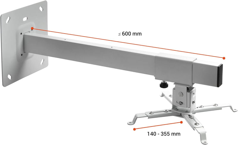 celexon Beamer-Wandhalterung MultiCel WM600 - weiss - Wandabstand bis 60 cm - bis 15 kg - Neig- und