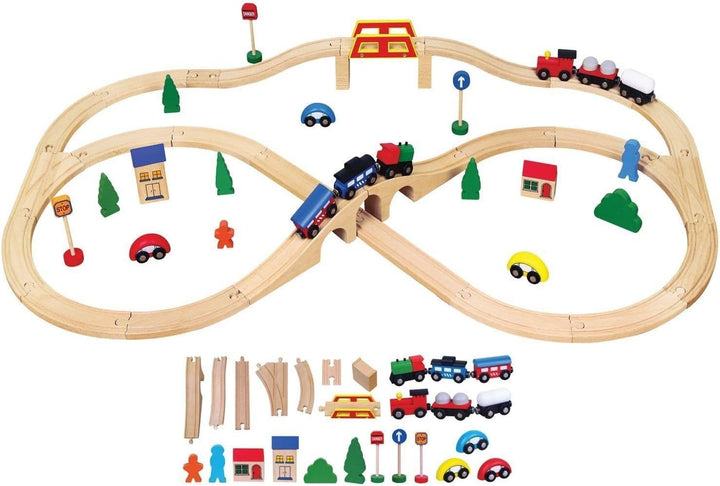 VIGA Toys - Holzeisenbahn - Stadt - 49 Teile 2043646, Multi Color