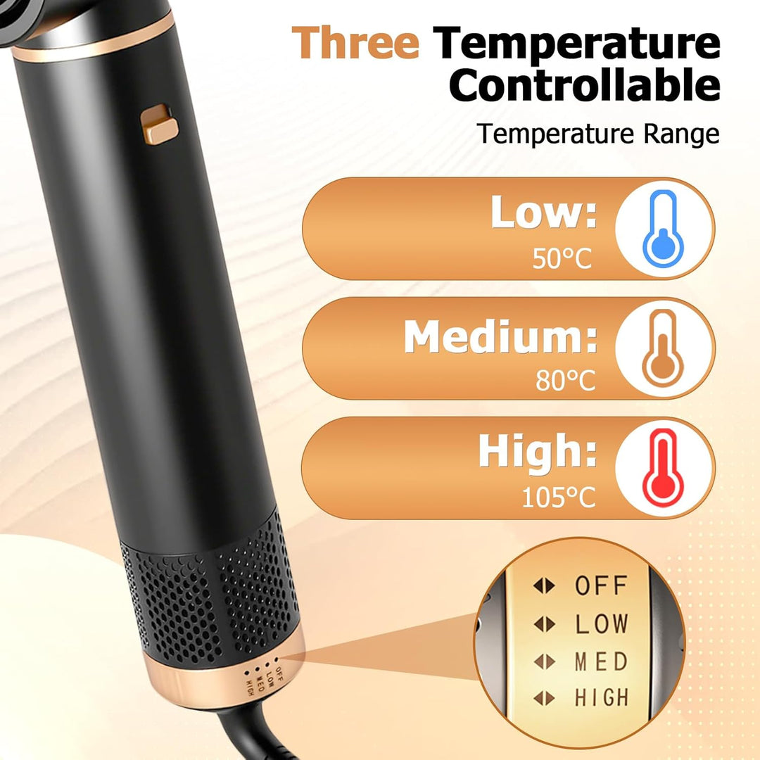 5 in 1 Airstyler Warmluftbürste 1000W Ionen - Hair Styler Set mit Rundbürstenföhn, Lockenstab & Styl