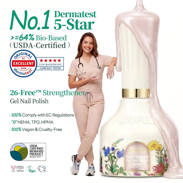 APUREE Nagelhärter Extra Stark Gel Nagellack Set: 64% Bio-Based USDA Zertifiziert, Nagelhärter für b