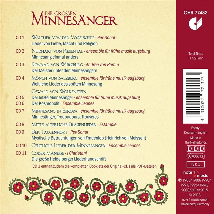 Die Grossen Minnesänger, Audio-CD