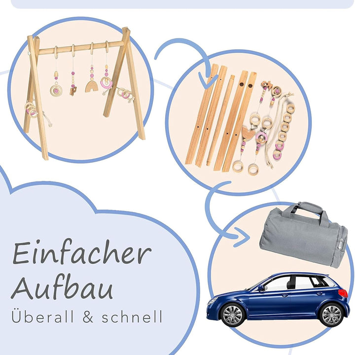 Spielbogen Baby aus Holz für Mädchen - Schadstofffreis Spieltrapez Baby Spielzeug ab 0 Monaten für W