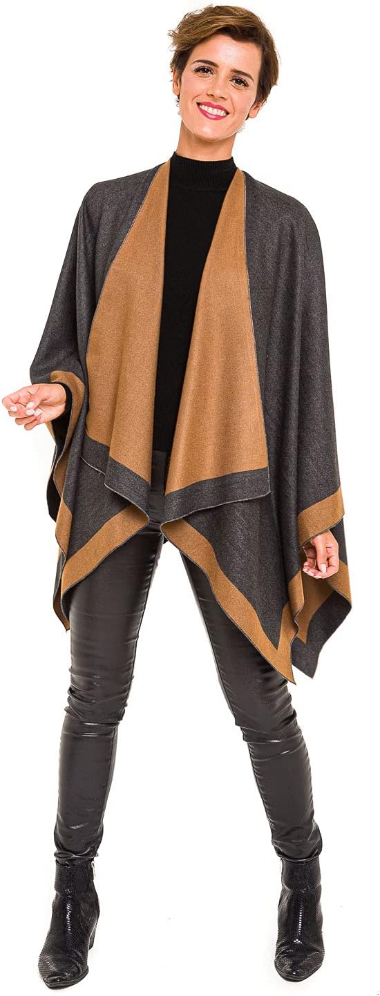 MELIFLUOS DESIGNED IN SPAIN Damen Schal Wrap Poncho Ruana Cape Cardigan Pullover Open Front für Früh