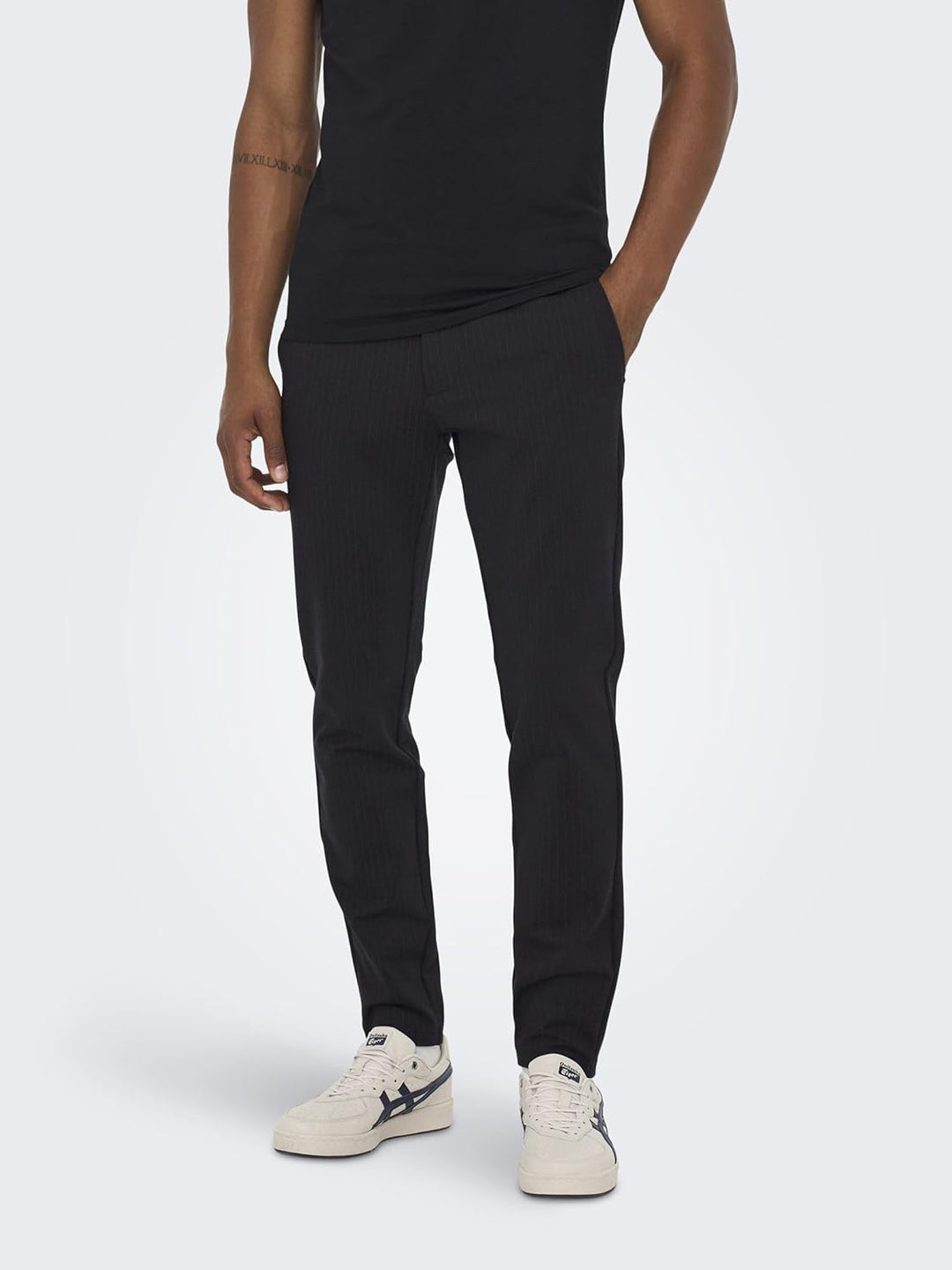 ONLY & SONS Male Chino Hose ONSMARK Pant Stripe GW 3727 NOOS 28W / 32L Schwarz (Black), 28W / 32L Sc