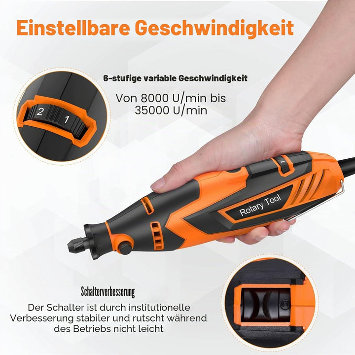 Vastar Multifunktionswerkzeug Drehwerkzeug, 6-fache Drehzahlverstellung, speed 8.000-35.000 U/min,mi