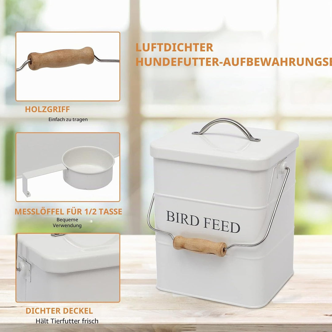 Geyecete Vorratsbehälter für Vogelfutter, Futtertonnen für Trockenfutter Mit Griff, luftdichter Behä