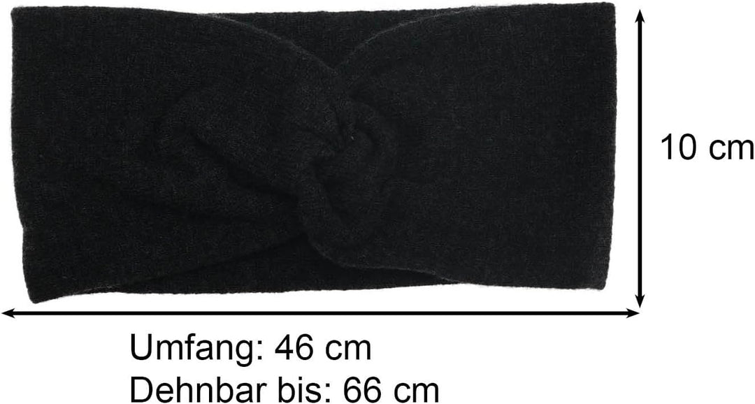 Zwillingsherz Stirnband aus 100% Kaschmir - Hochwertiges Strick-Kopfband im Uni Design für Damen Fra