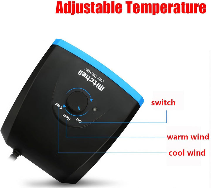 Tragbare Autoheizung, TOTMOX 12V 150W Auto Heizung, 2-IN-1 Warmer und Kalter Wind, Auto Heizlüfter F