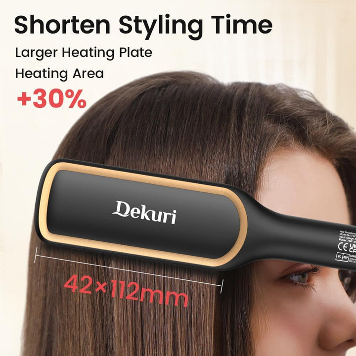 Dekuri Glättbürste, 42mm Breitplatten Haarglätter Bürste, Mit Negative Ionen, 6 Temperaturstufen, 13