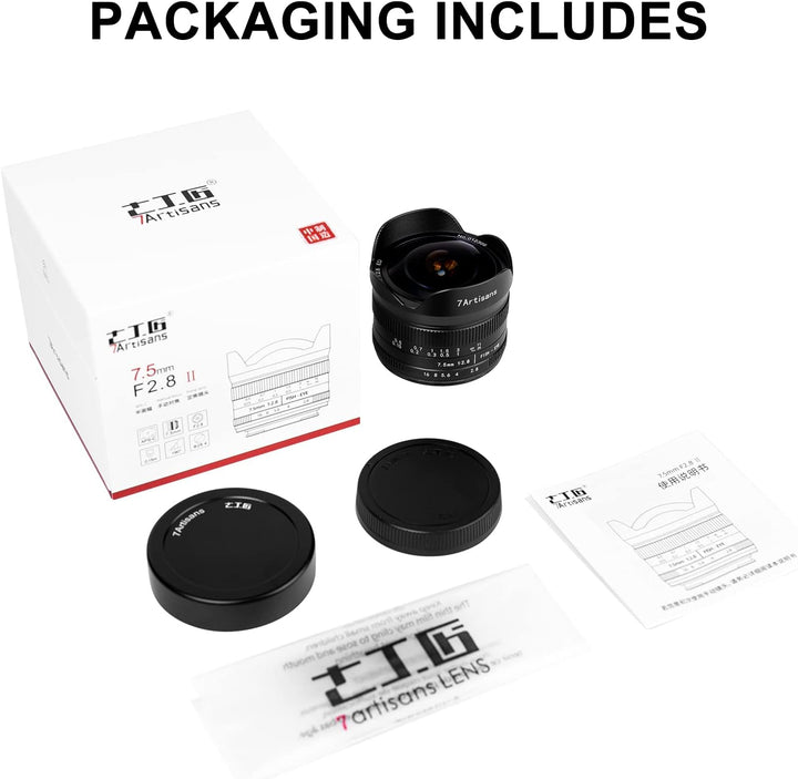 7artisans 7,5 mm f2.8 Mark II APS-C Fischaugen-Weitwinkelobjektiv für Canon EOS-M spiegellose Kamera