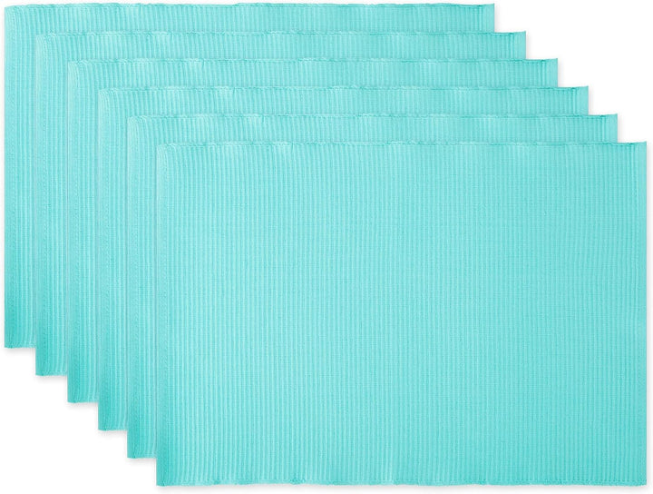 DII Basic Everyday Gerippte Tischplatte, 100% Baumwolle, Tischset, 33 x 48 cm, Aqua, 6-teilig, Aqua