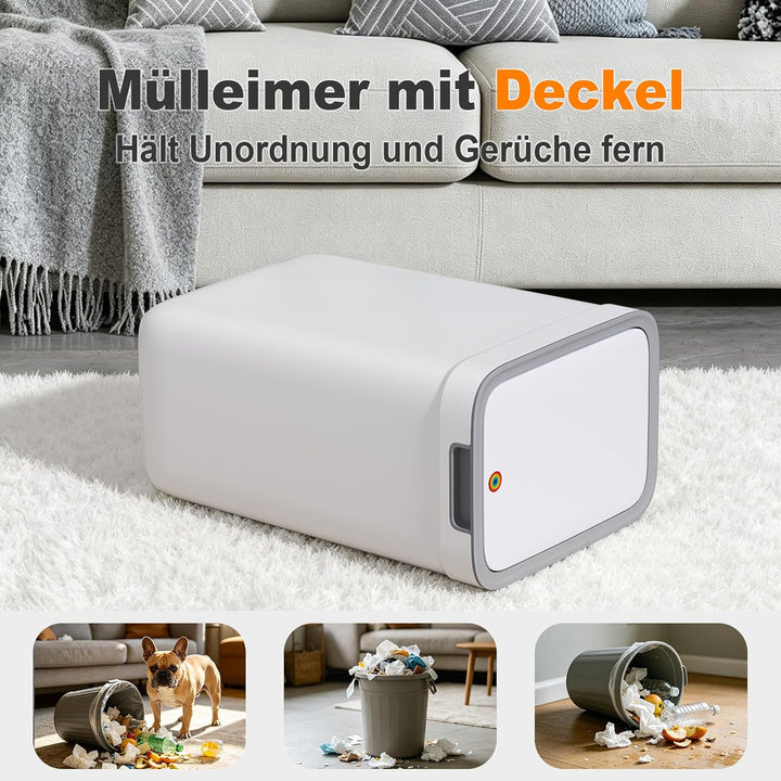 MOPUP Badezimmer-Mülleimer mit Deckel, 2er-Pack, 13,5 Liter + 9 Liter, schmaler Mülleimer, Druckknop