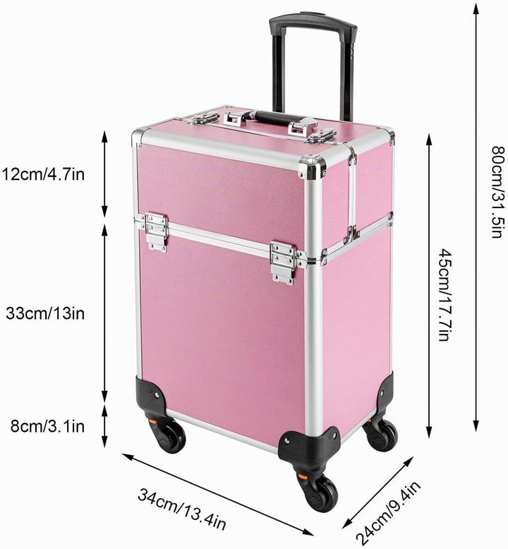 Kosmetikkoffer Trolley, Alu Trolley, 4-in-1 Schminkkoffer, Friseurkoffer, abschliessbar, Make-up Kof