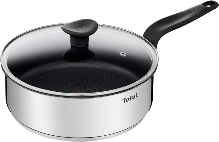 Tefal Primary Schmorpfanne 24 cm + Glasdeckel, hochwertiger Edelstahl, gesunde Antihaftbeschichtung,