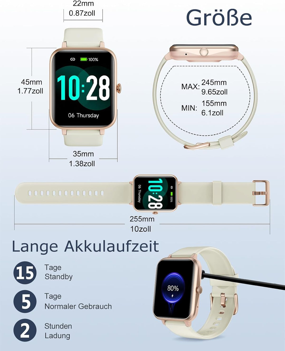 GRV Smartwatch Damen Herren mit Telefonfunktion,1,85" HD Fitnessuhr mit KI-Sprachsteuerung,100+ Spor