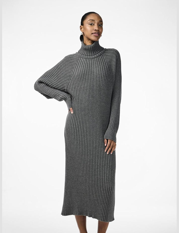 YAS Damen Yasmavi Knit Midi Rollneck Dress S. Noos Strickkleid XS Medium Grey Melange, XS Medium Gre